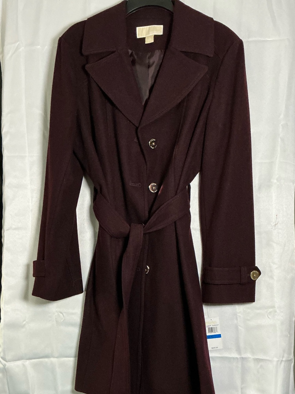 Michael Kors Burgundy Coat with Cream Lining